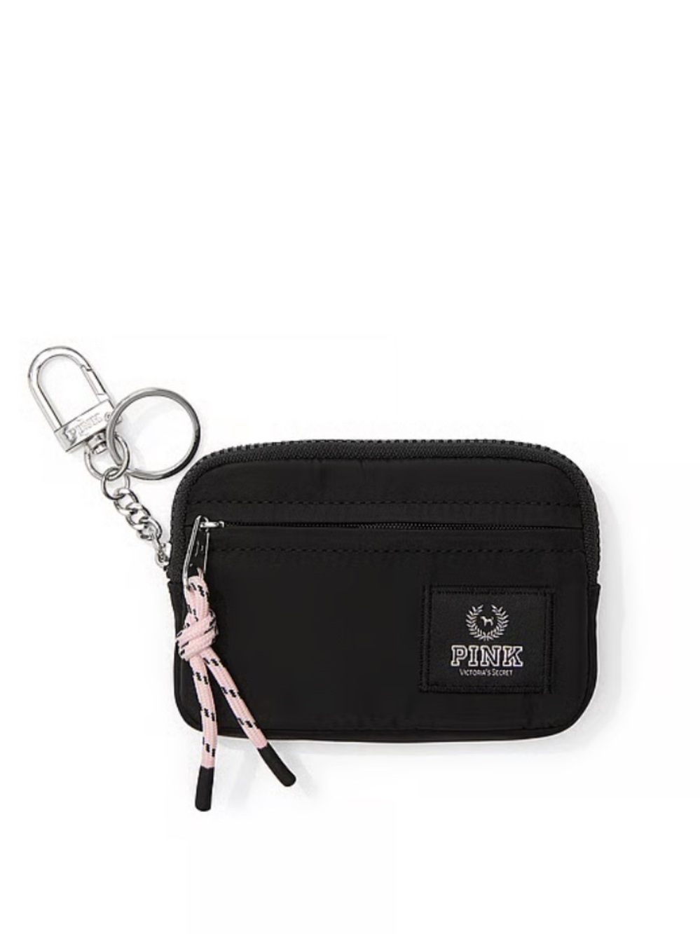 PINK Victoria's Secret Black Zip Card Holder with Pink Accent Keyring